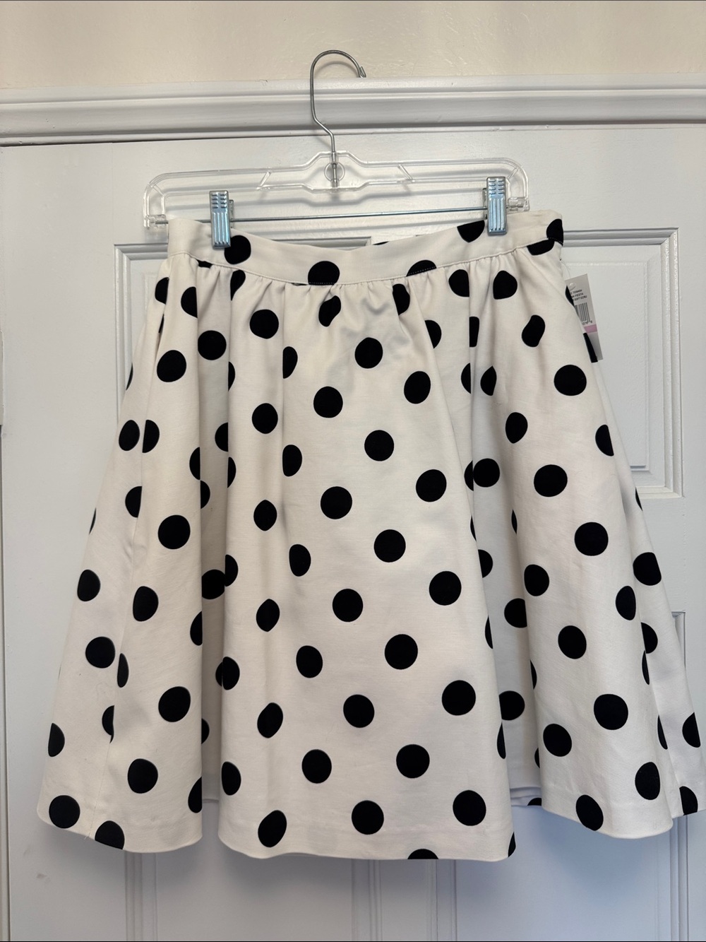 Polka Dot A-Line Skirt - White with Black Dots
